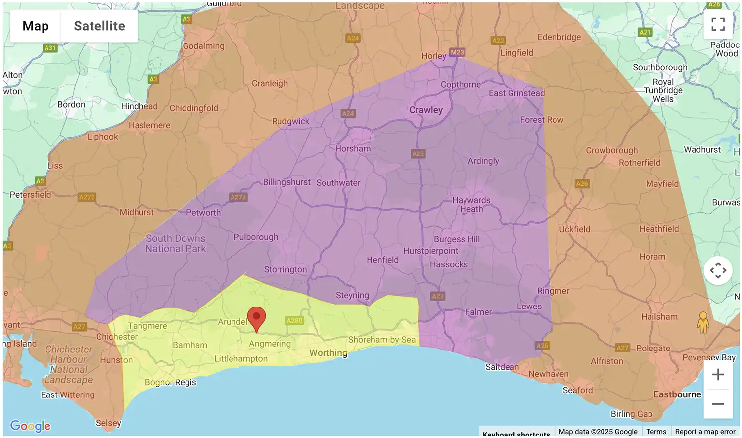 Gas Bottles Horsham delivery zone map - click to see on BBQ Gas Bottles